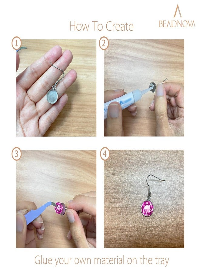 BEADNOVA Cabochon Setting Earring Hook 60pcs Blank Earring Bezel 16mm Stainless Steel Cabochon Setting Ear Wire Hook with Rubber Backs for Resin DIY Earwire Making (16mm, 60pcs) - Image 4